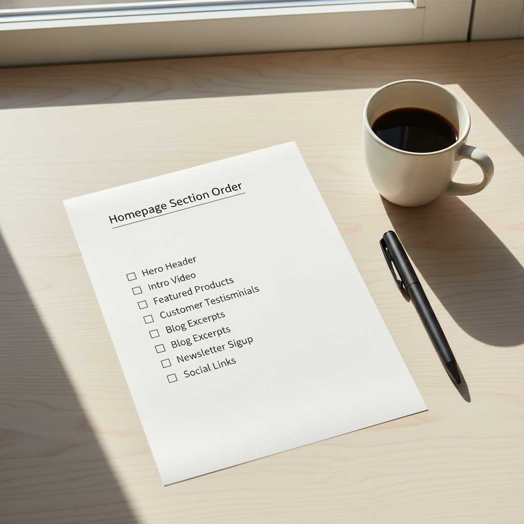 Homepage design section order checklist for small business inquiries